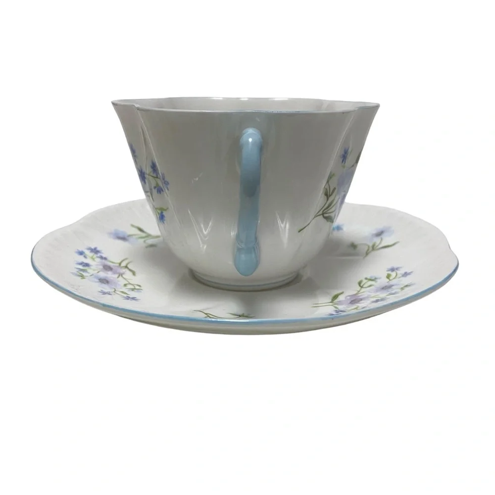 Blue Rock Shelley Dainty Teacup and Saucer Bone China 13591